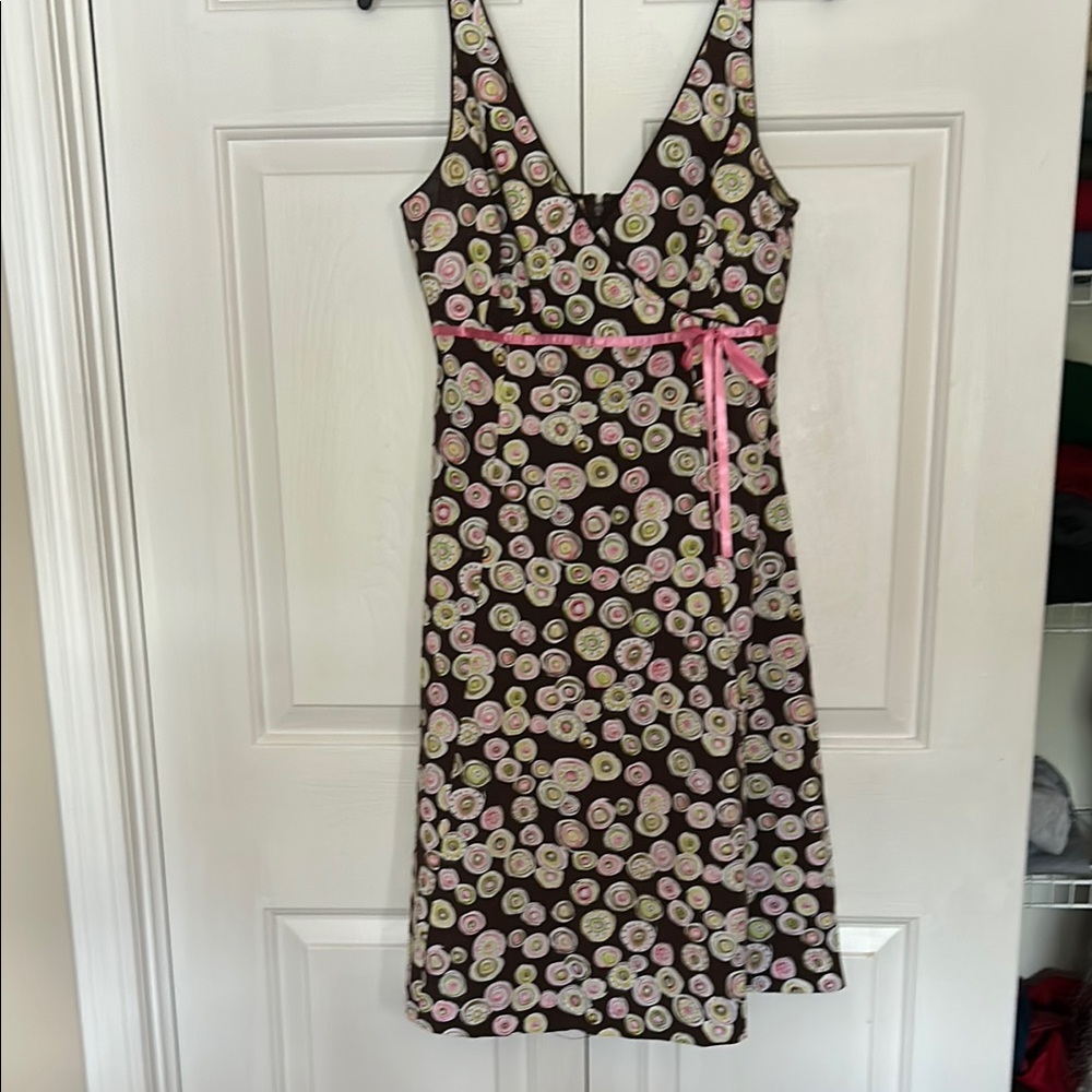 Floral Sleeveless Dress with Pink Accents
